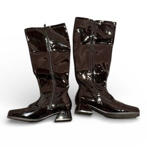 Black shiny gogo boots